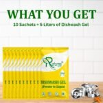 Reform Cleaners – Dishwash Gel Concentrate (Powder to Liquid) | Pack of 10 Refill Pouches | Space-Saving, Non-Toxic, Cost-Effective | Each Makes 500ml (Total 5 Liters) - Image 4