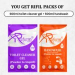 Toilet Cleaner Gel (500ml) + Handwash (500ml) | Powder-to-Liquid Concentrates | Eco-Friendly, Space-Saving Refill Solution | Safe, Non-Toxic & Family Friendly Combo Pack - Image 2