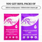 Toilet Cleaner Gel (500ml) + Multipurpose Kitchen & Bathroom Degreaser (500ml) | Powder-to-Liquid Concentrates | Eco-Friendly, Space-Saving Refill Solution | Safe for Family & Professional Use Combo Pack - Image 2