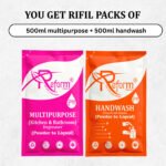 Multipurpose Cleaner (500ml) + Handwash (500ml) | Powder-to-Liquid Concentrates | Eco-Friendly, Space-Saving Refill Solution | Safe for Family & Daily Use Combo Pack - Image 2