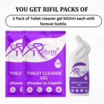 Toilet Cleaner Gel (Powder to Liquid) – Pack of 2 With Forever Bottle - Makes 1 Liter Each 500ml | Space-Saving, Cost-Effective, Easy-to-Carry Pouches | With Forever Reusable Bottle - Image 2